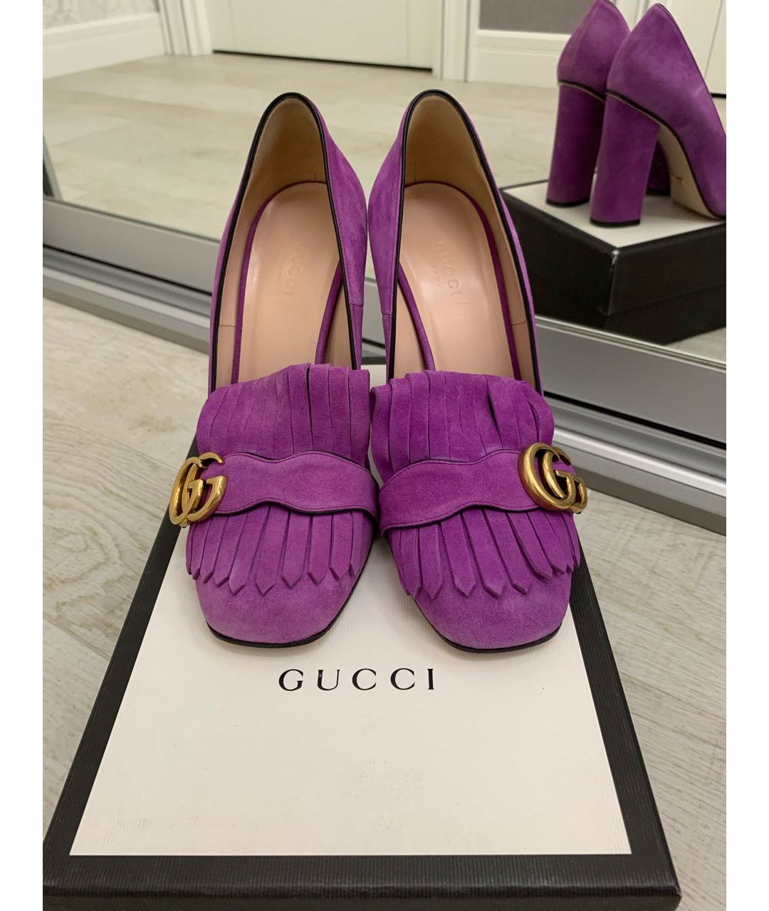 GUCCI Фиолетовые замшевые туфли, фото 2