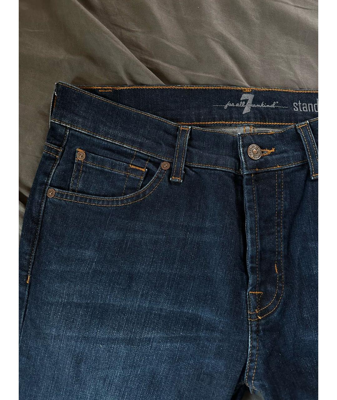7 FOR ALL MANKIND Темно-синие хлопко-эластановые прямые джинсы, фото 4