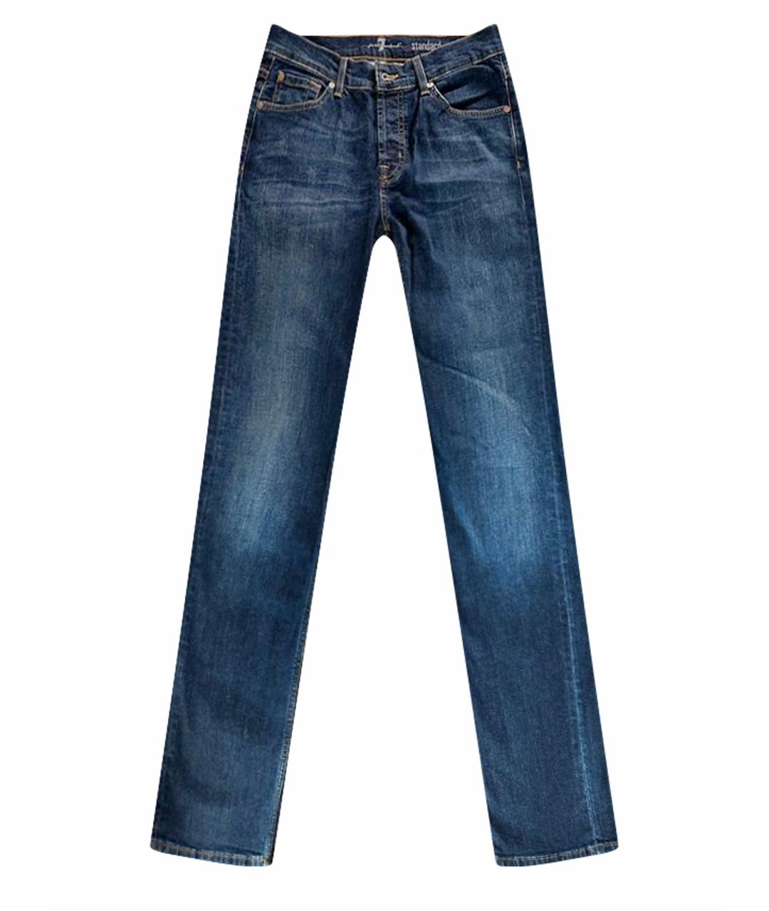 7 FOR ALL MANKIND Темно-синие хлопко-эластановые прямые джинсы, фото 1