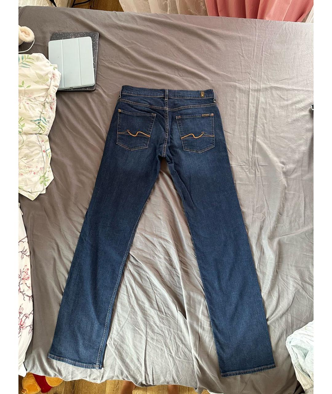 7 FOR ALL MANKIND Темно-синие хлопко-эластановые прямые джинсы, фото 2