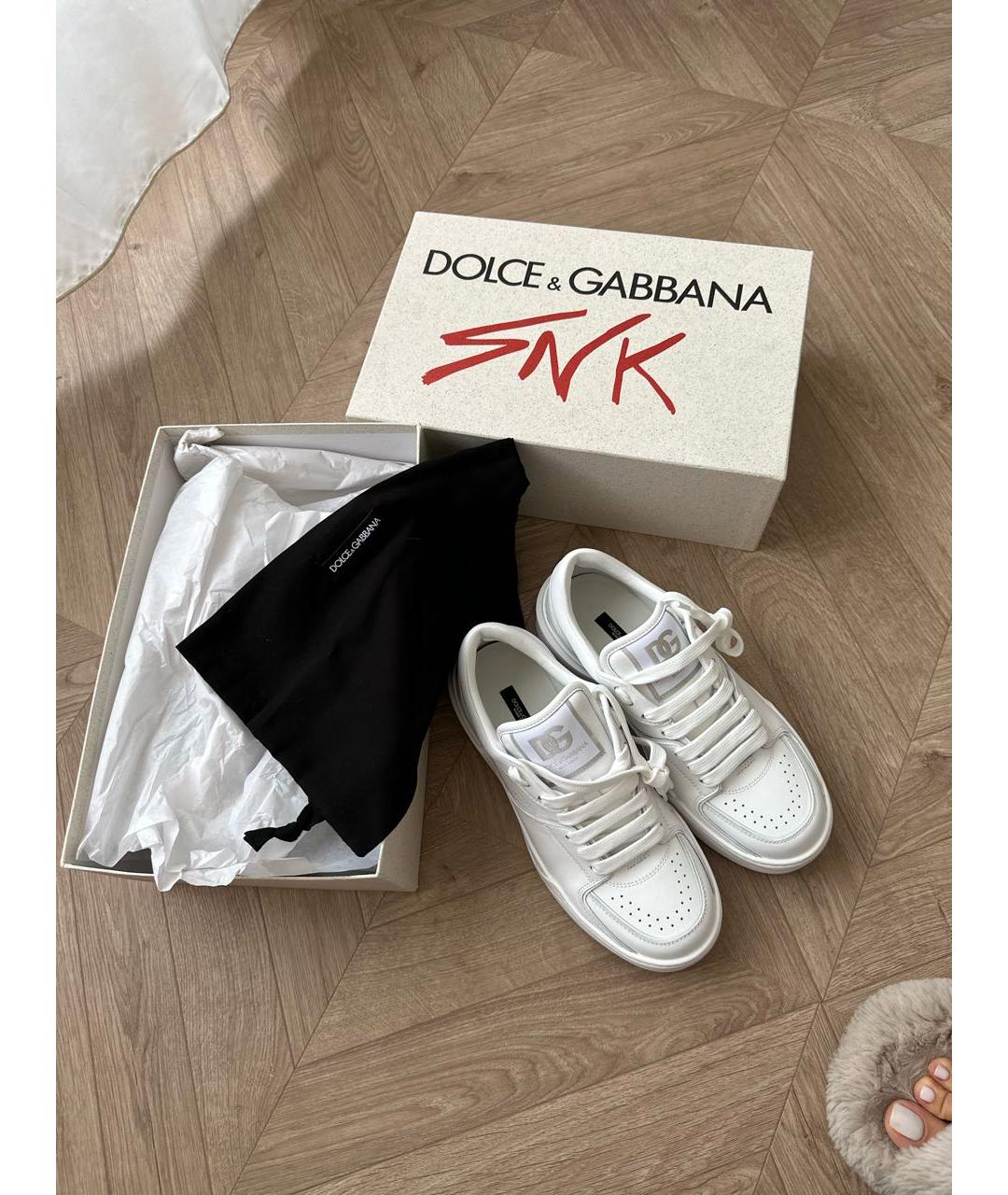 DOLCE&GABBANA Белые кожаные кеды, фото 8