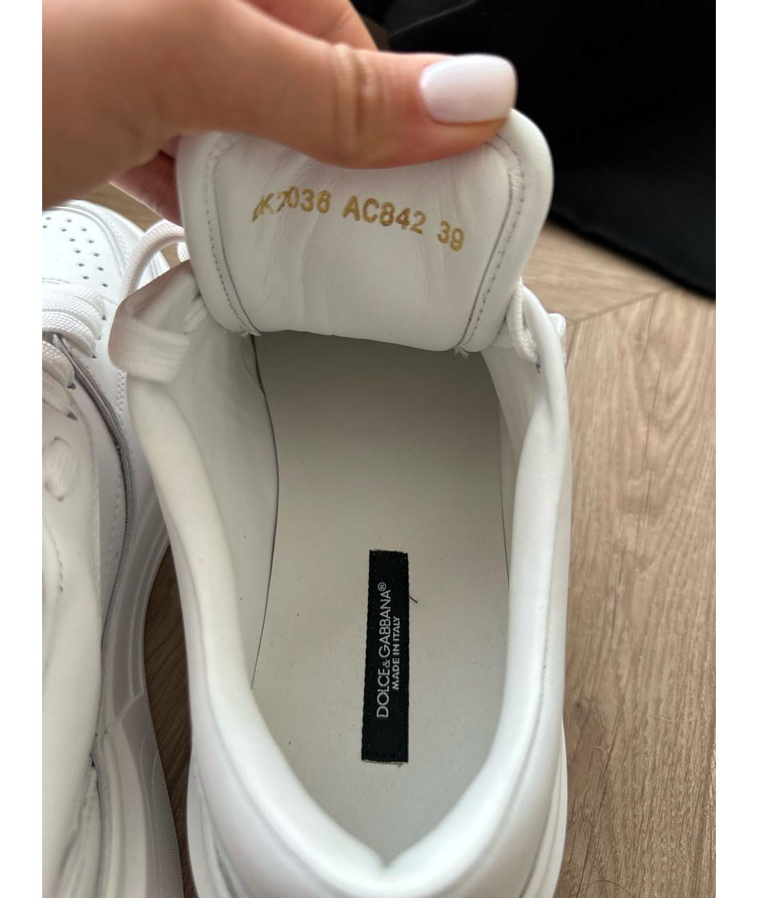 DOLCE&GABBANA Белые кожаные кеды, фото 5