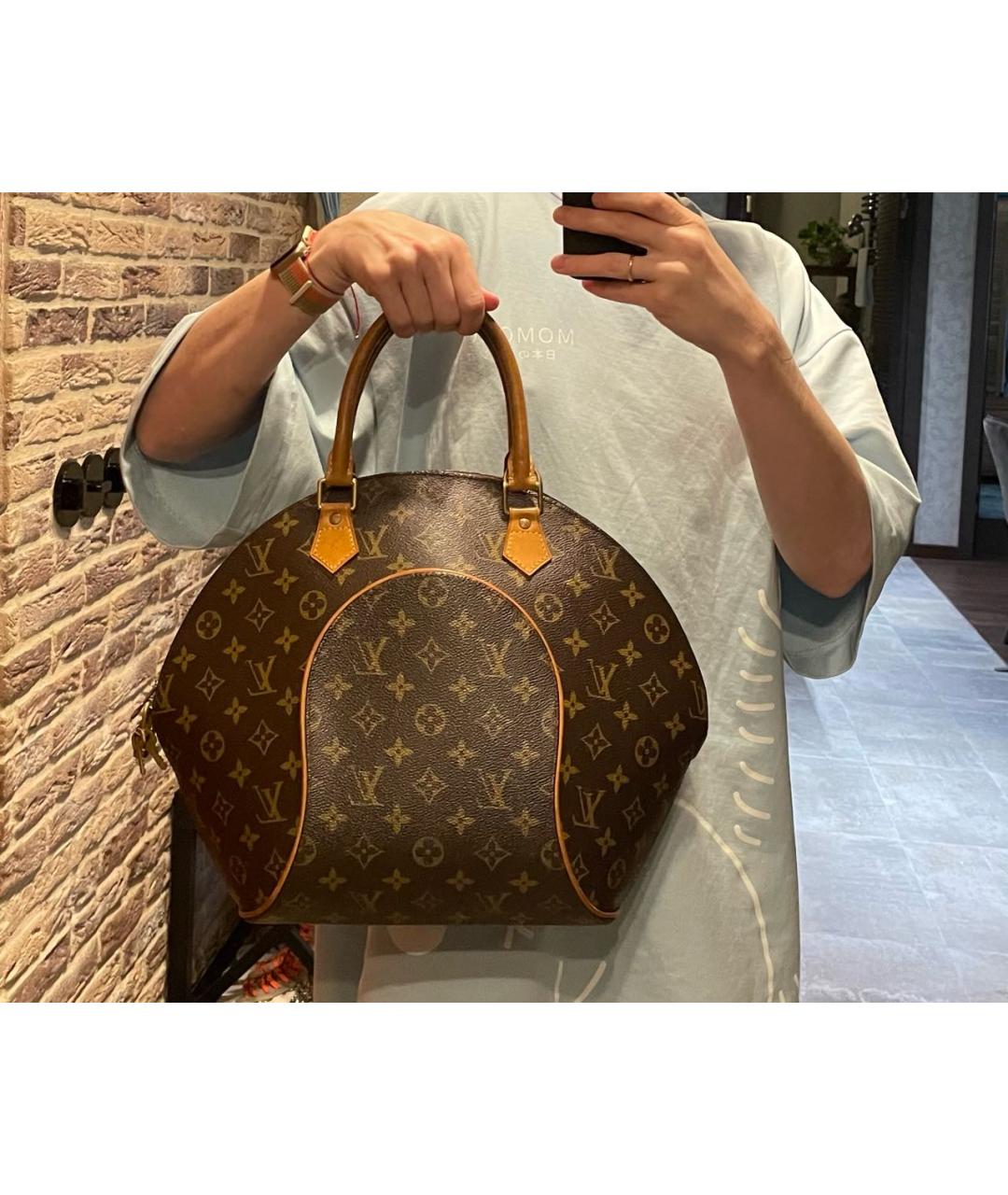 LOUIS VUITTON Коричневая кожаная сумка с короткими ручками, фото 5