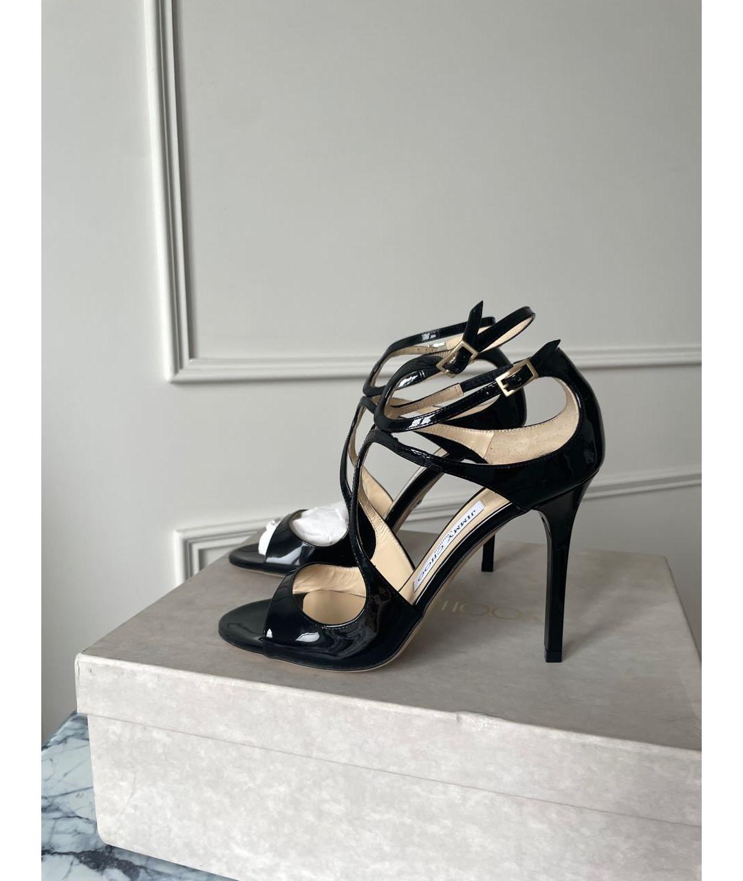 JIMMY CHOO Черные босоножки из лакированной кожи, фото 4