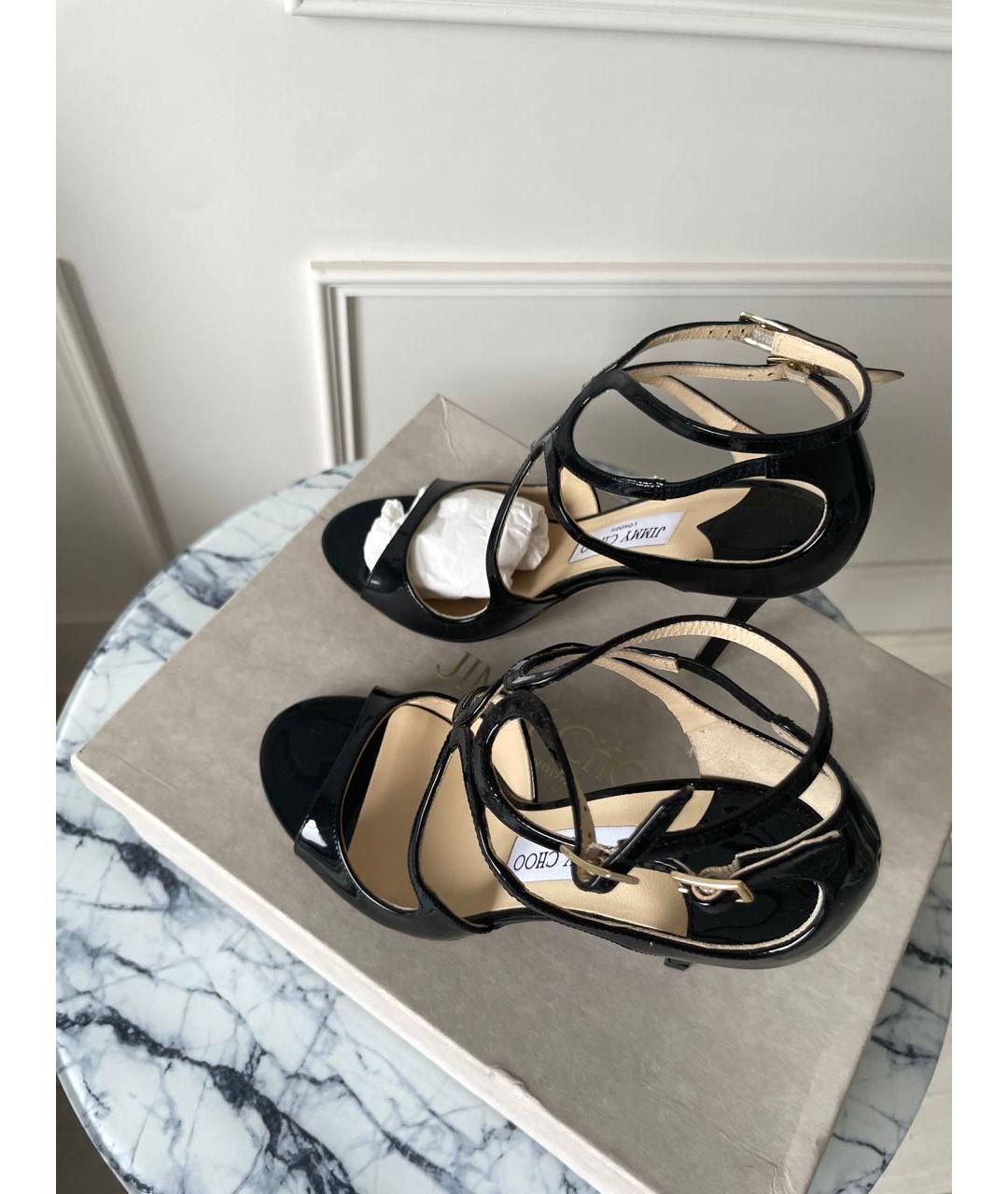 JIMMY CHOO Черные босоножки из лакированной кожи, фото 5