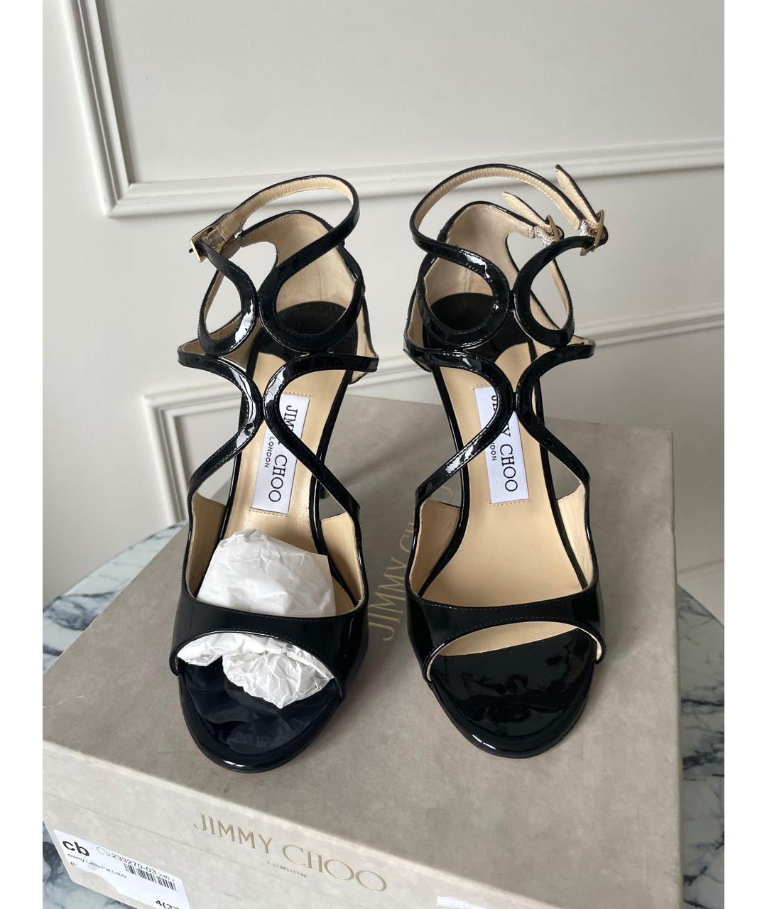 JIMMY CHOO Черные босоножки из лакированной кожи, фото 7