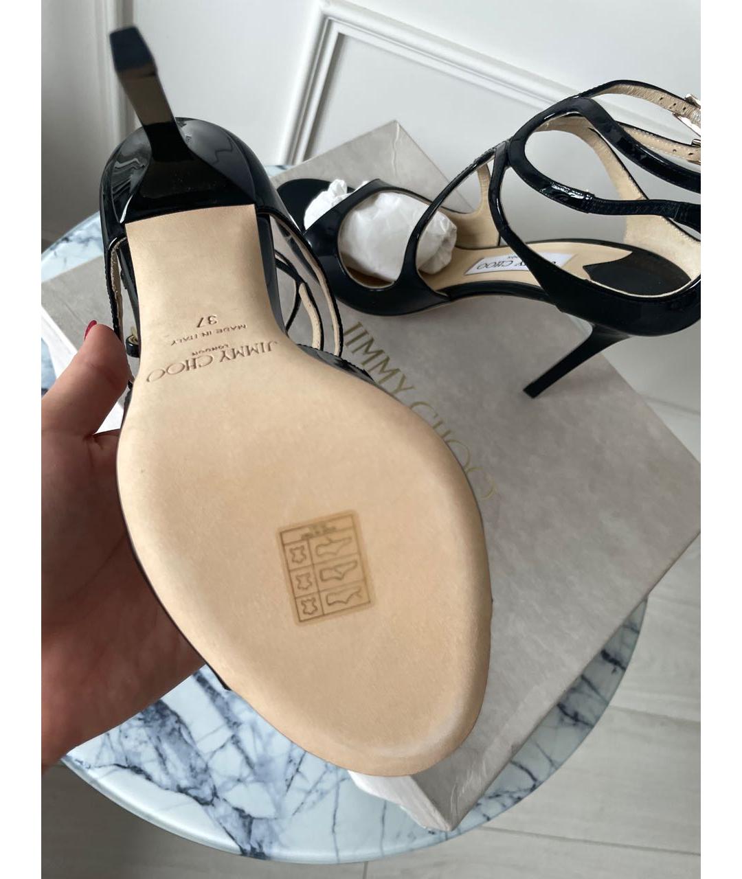 JIMMY CHOO Черные босоножки из лакированной кожи, фото 6