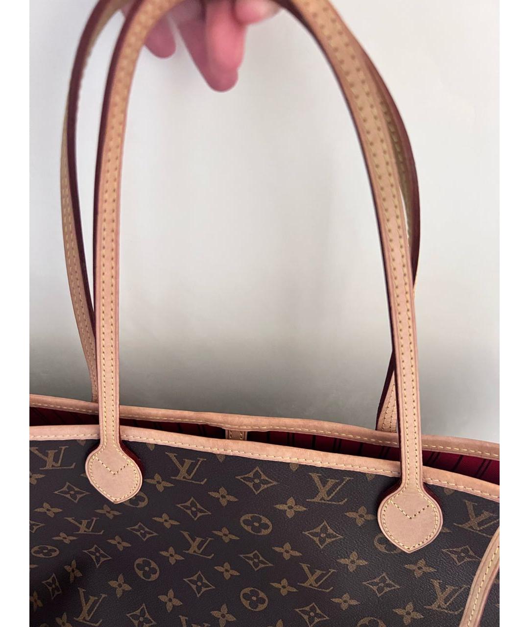 LOUIS VUITTON Коричневая кожаная сумка тоут, фото 4