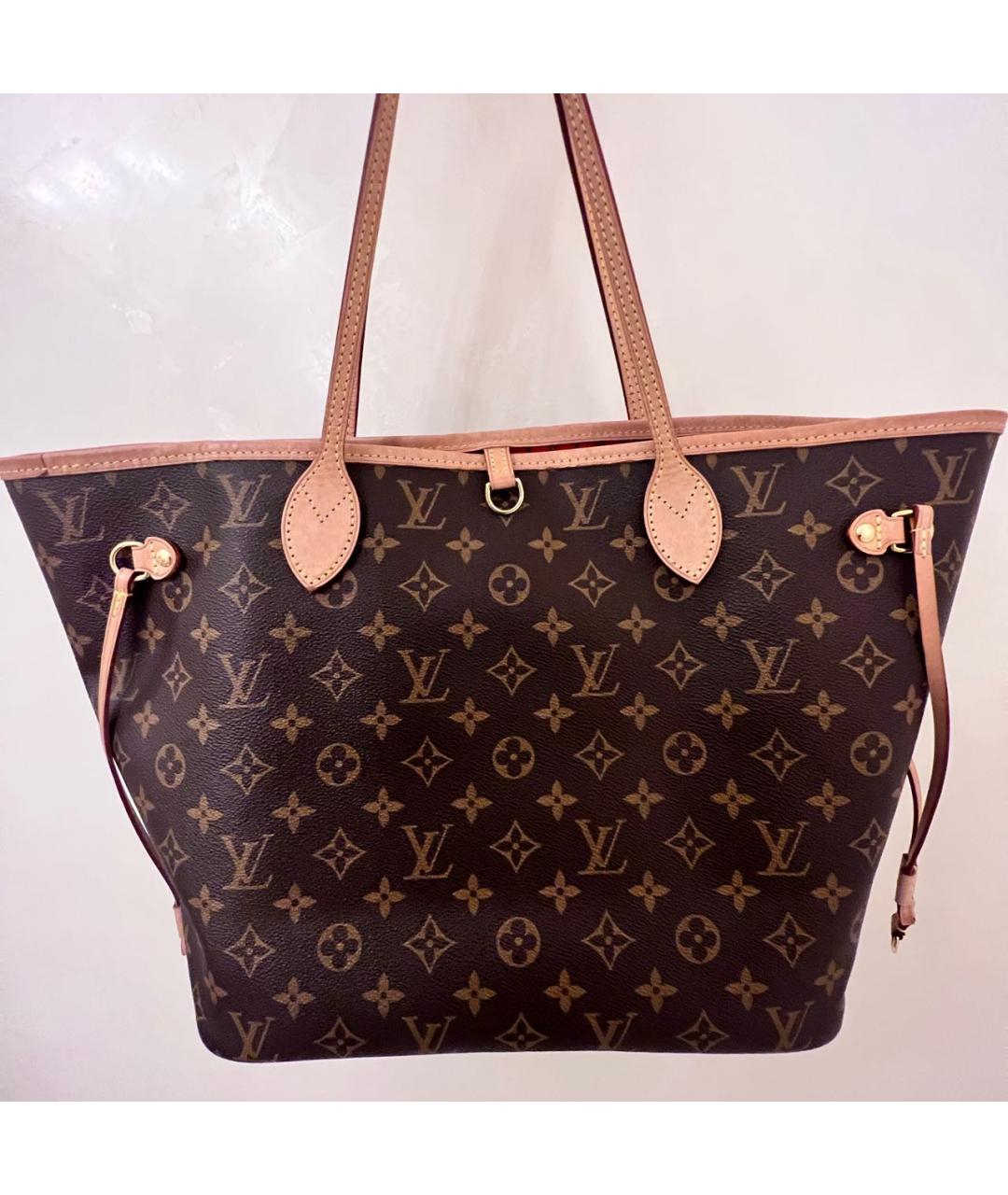 LOUIS VUITTON Коричневая кожаная сумка тоут, фото 9
