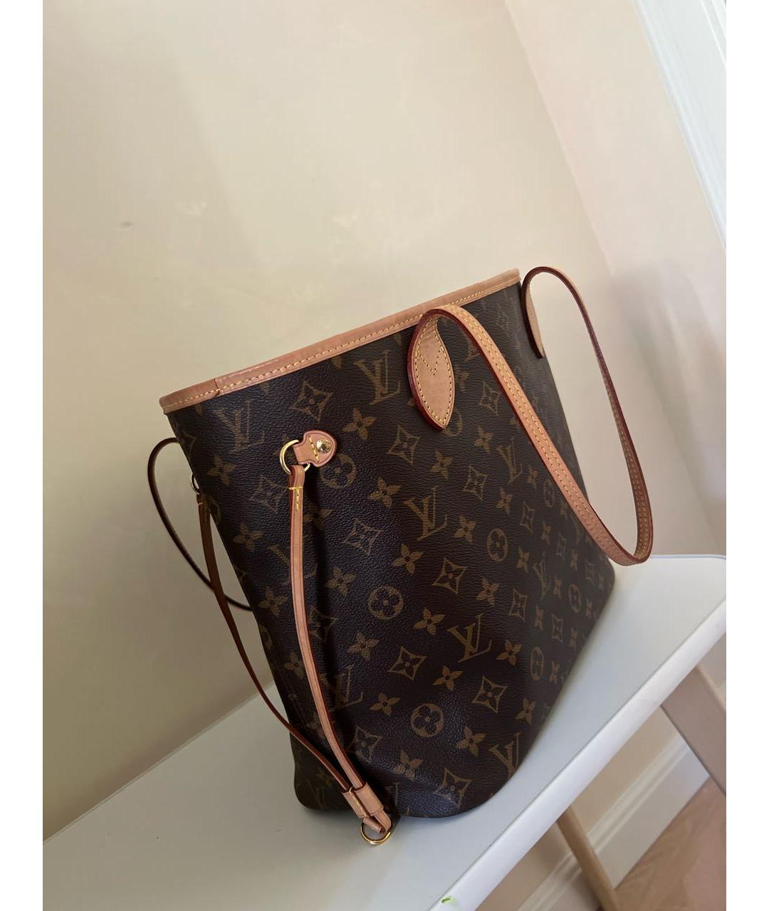 LOUIS VUITTON Коричневая кожаная сумка тоут, фото 7