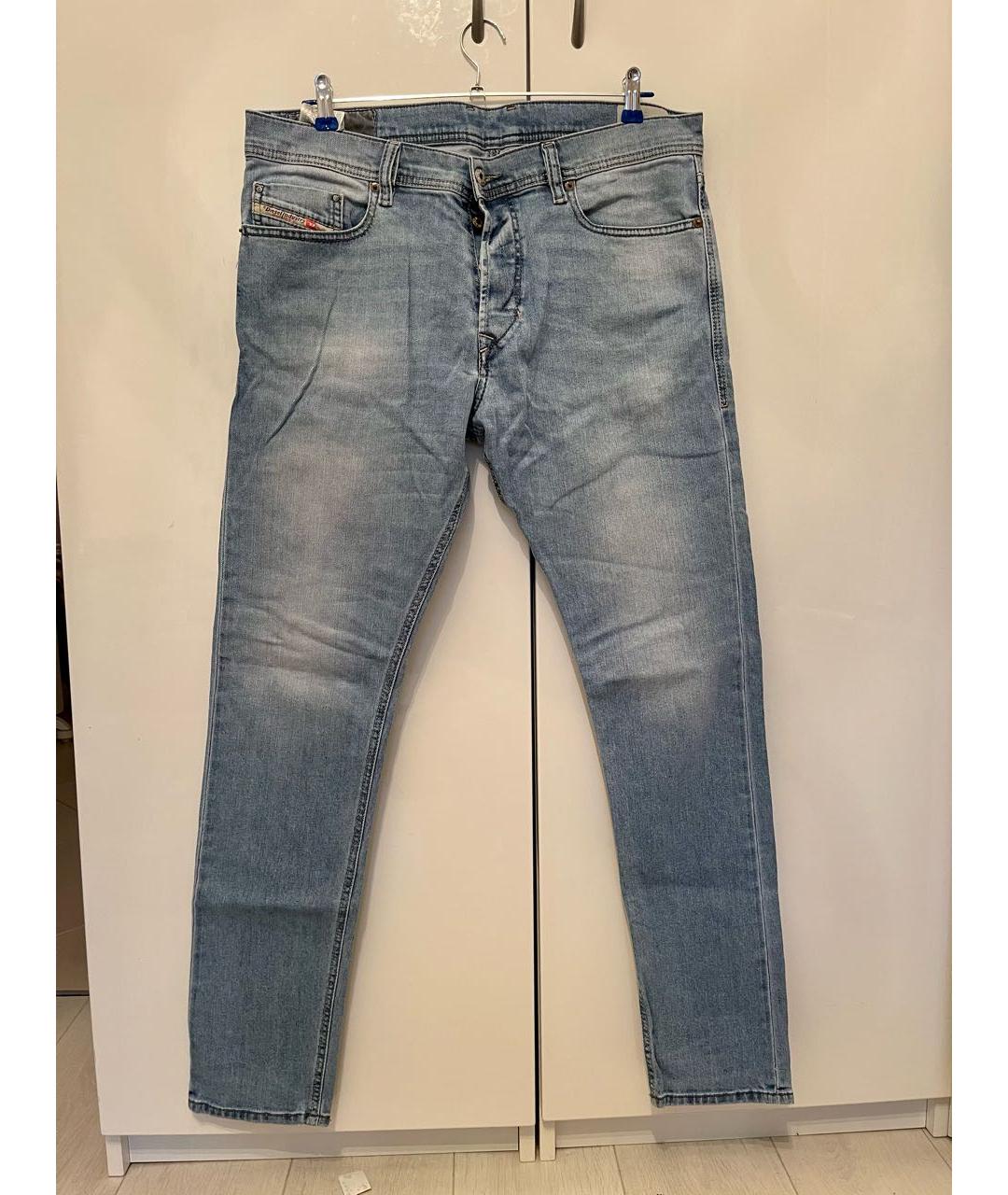 DIESEL Голубые хлопко-эластановые прямые джинсы, фото 8