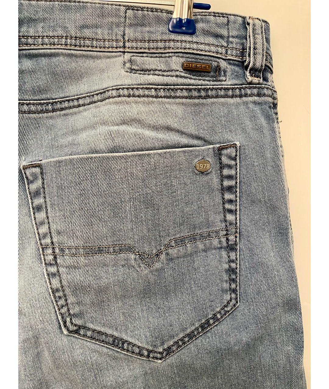 DIESEL Голубые хлопко-эластановые прямые джинсы, фото 3