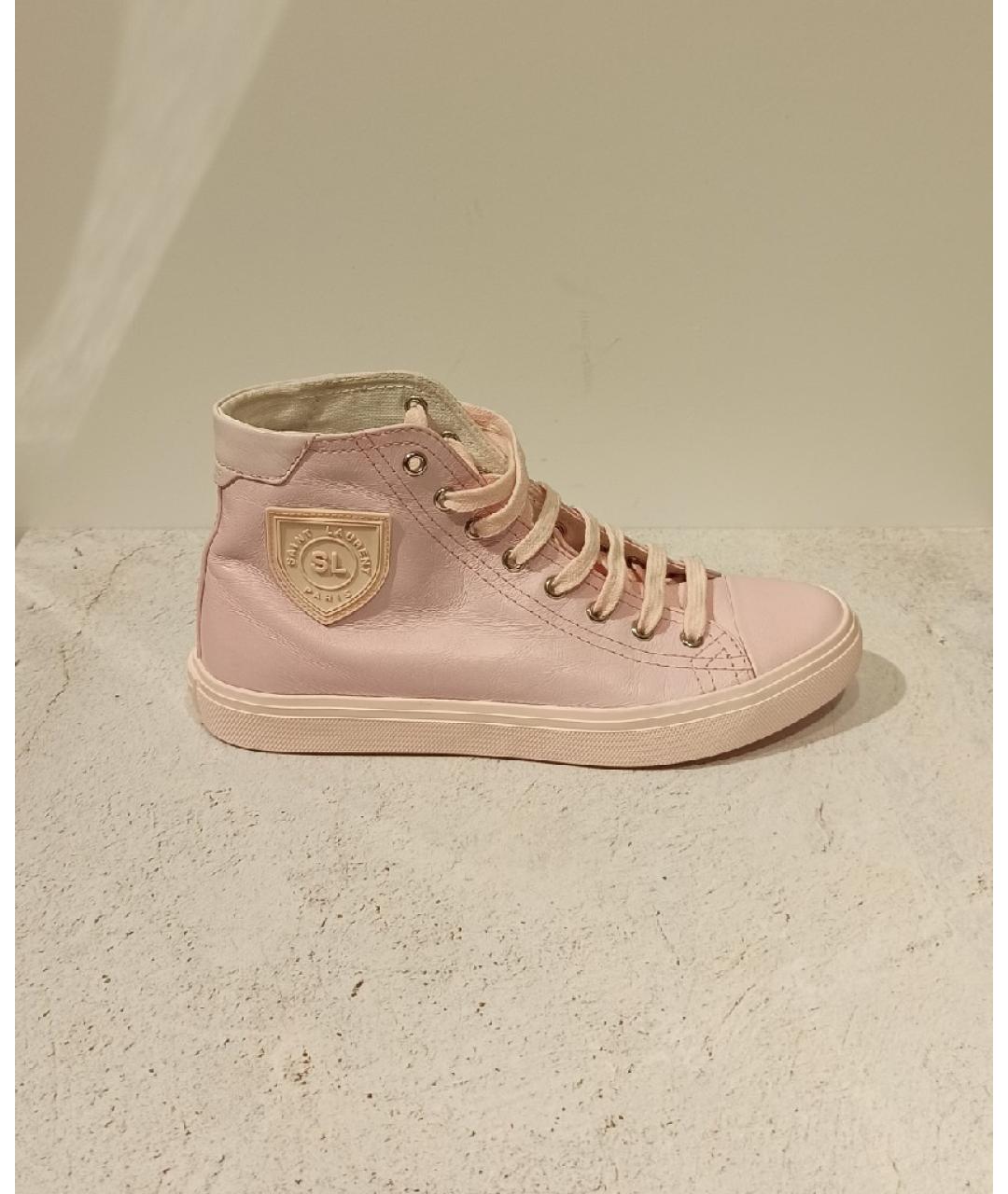 SAINT LAURENT Розовые кожаные кеды, фото 6