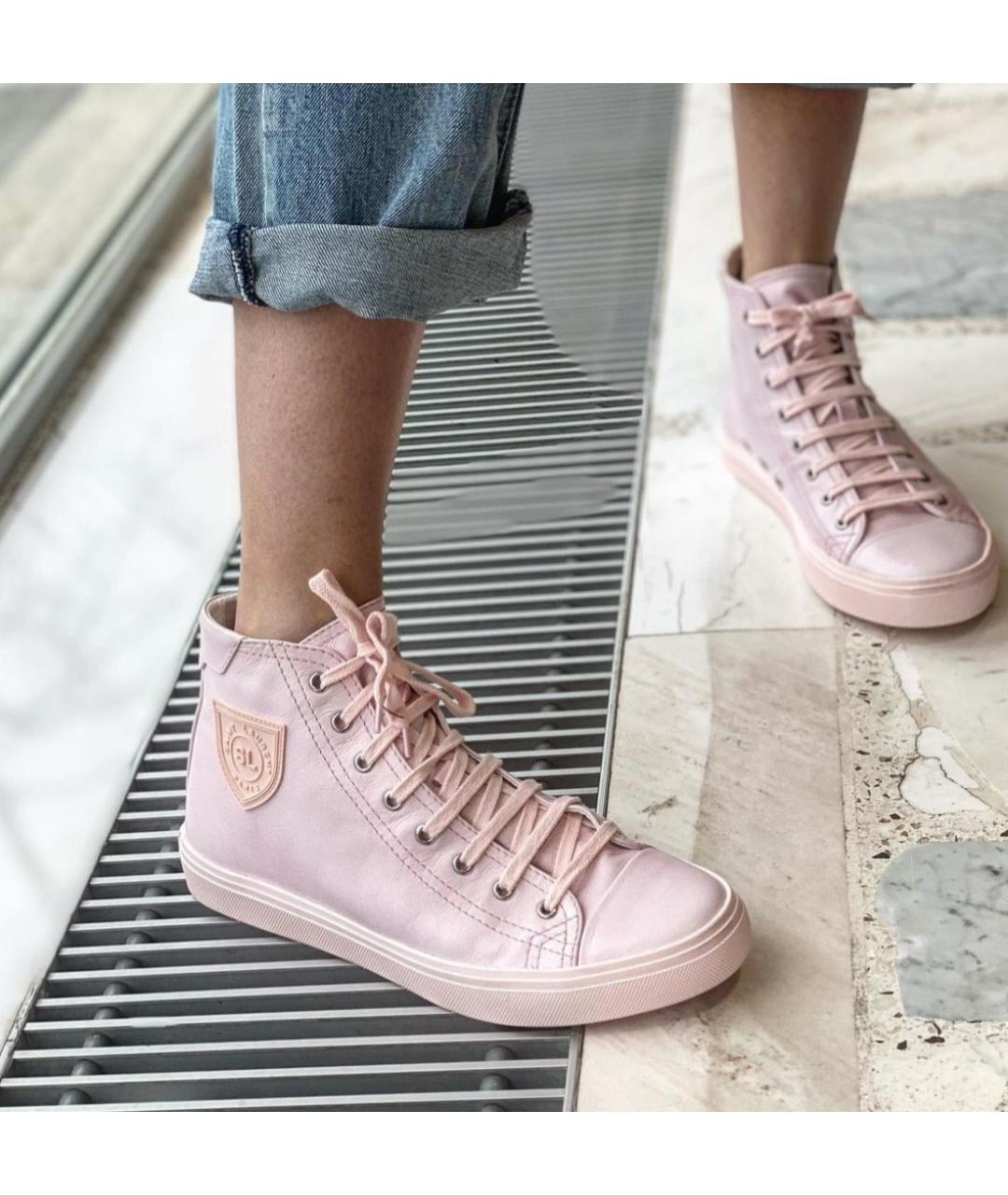 SAINT LAURENT Розовые кожаные кеды, фото 7