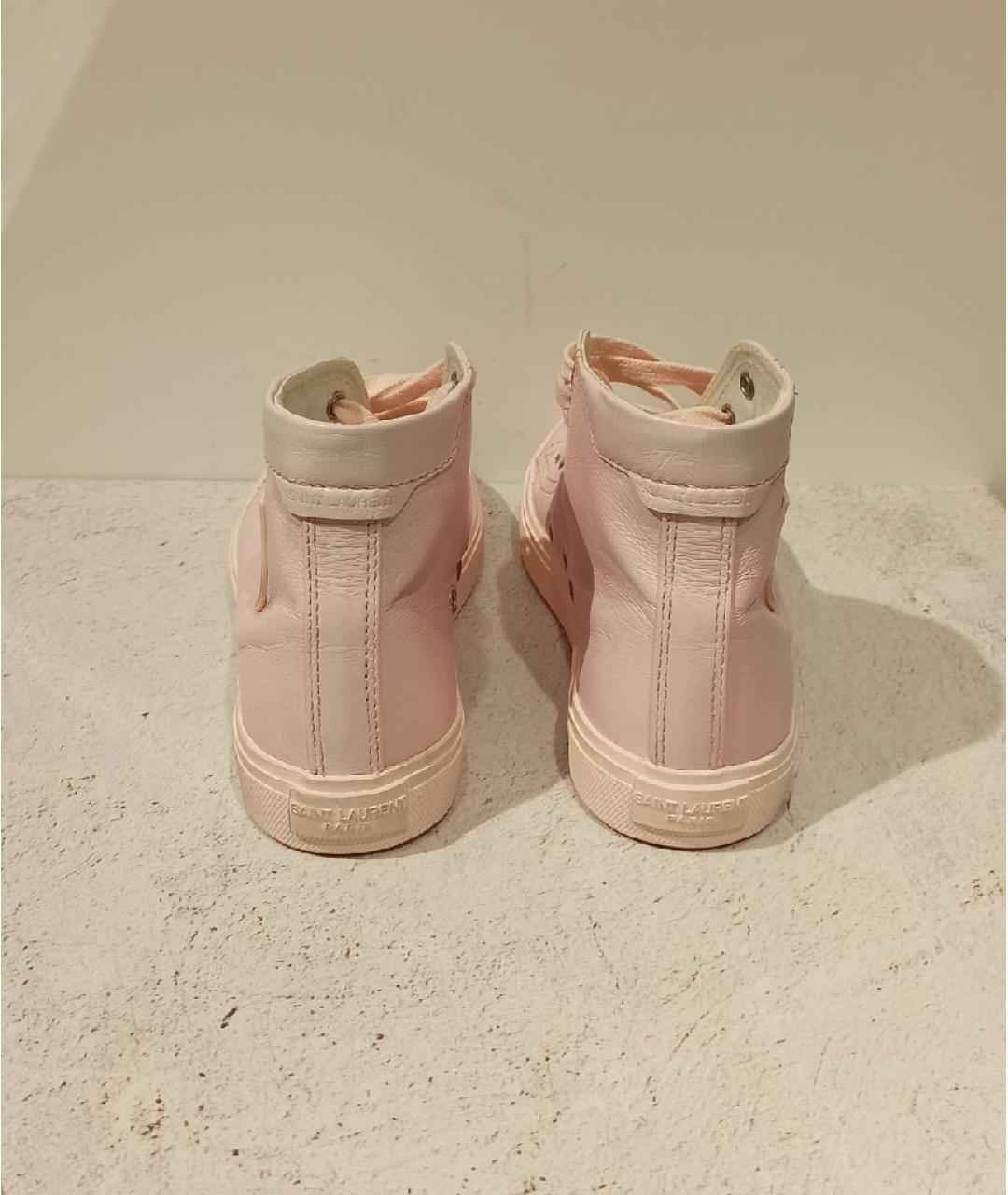 SAINT LAURENT Розовые кожаные кеды, фото 3