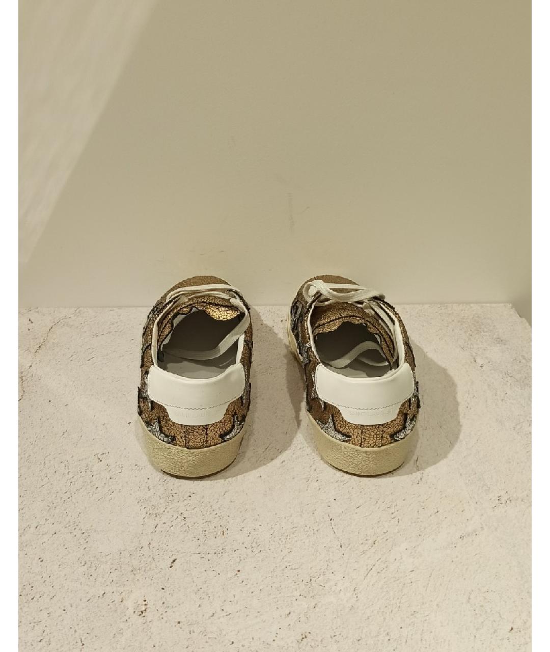 SAINT LAURENT Золотые кожаные кеды, фото 3