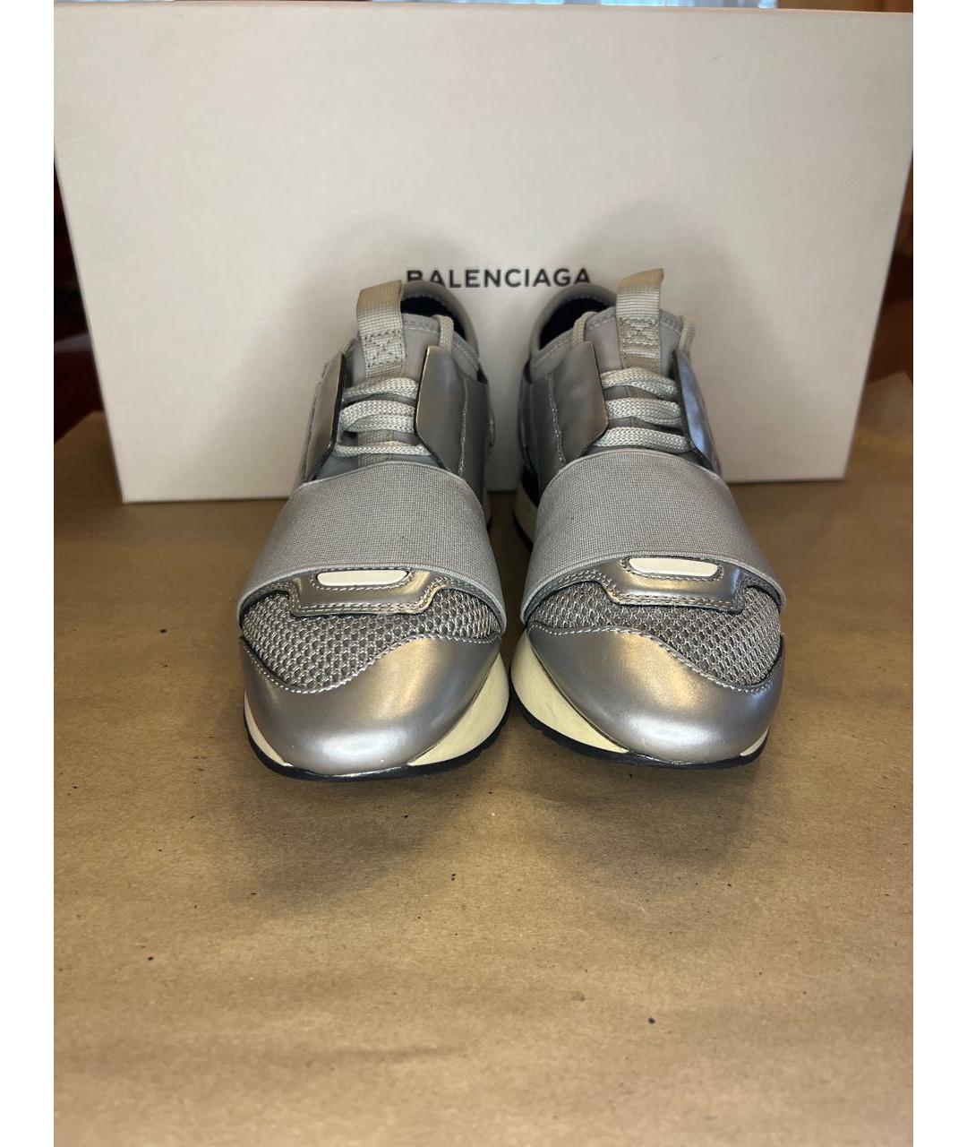 BALENCIAGA Серебряные синтетические кроссовки, фото 2