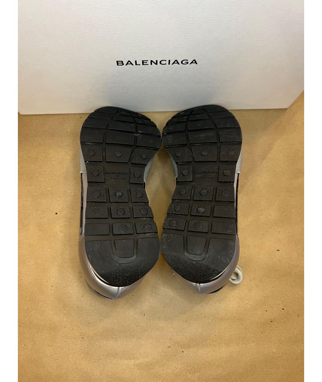 BALENCIAGA Серебряные синтетические кроссовки, фото 4