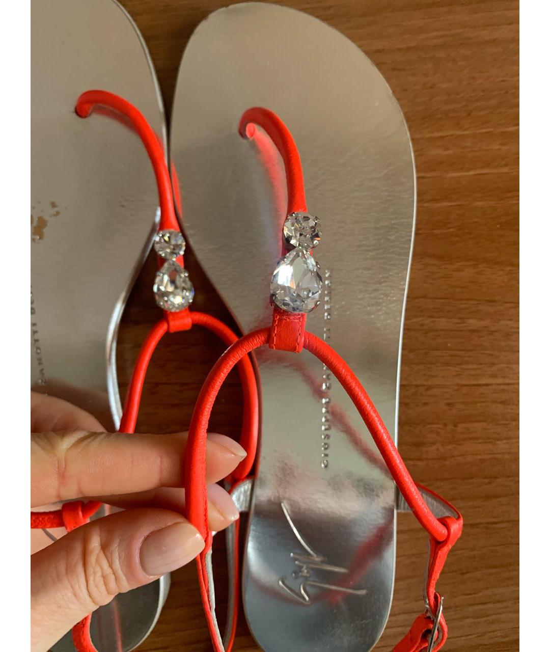 GIUSEPPE ZANOTTI DESIGN Оранжевые кожаные сандалии, фото 7
