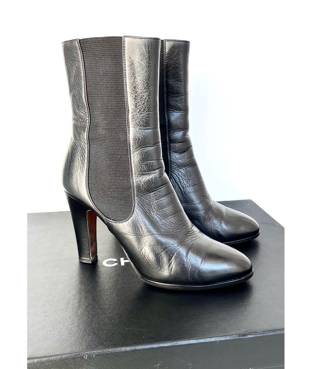 CHANEL Черные кожаные полусапоги, фото 3