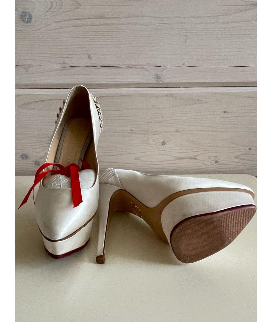CHARLOTTE OLYMPIA Белые текстильные туфли, фото 4