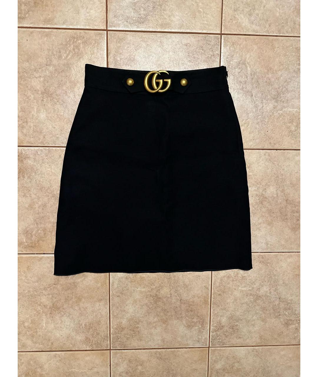 GUCCI Черная шерстяная юбка мини, фото 2