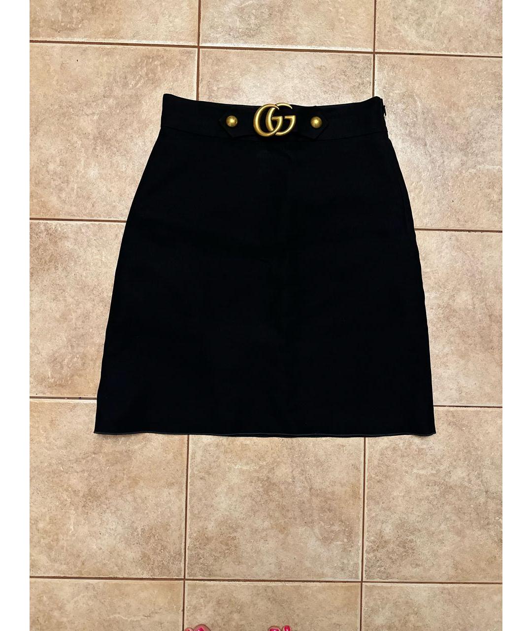 GUCCI Черная шерстяная юбка мини, фото 7
