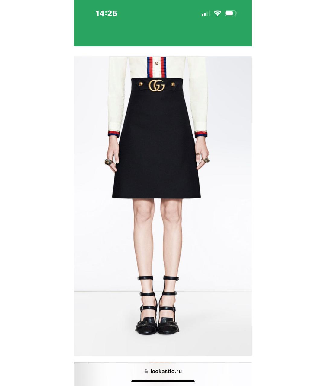 GUCCI Черная шерстяная юбка мини, фото 8