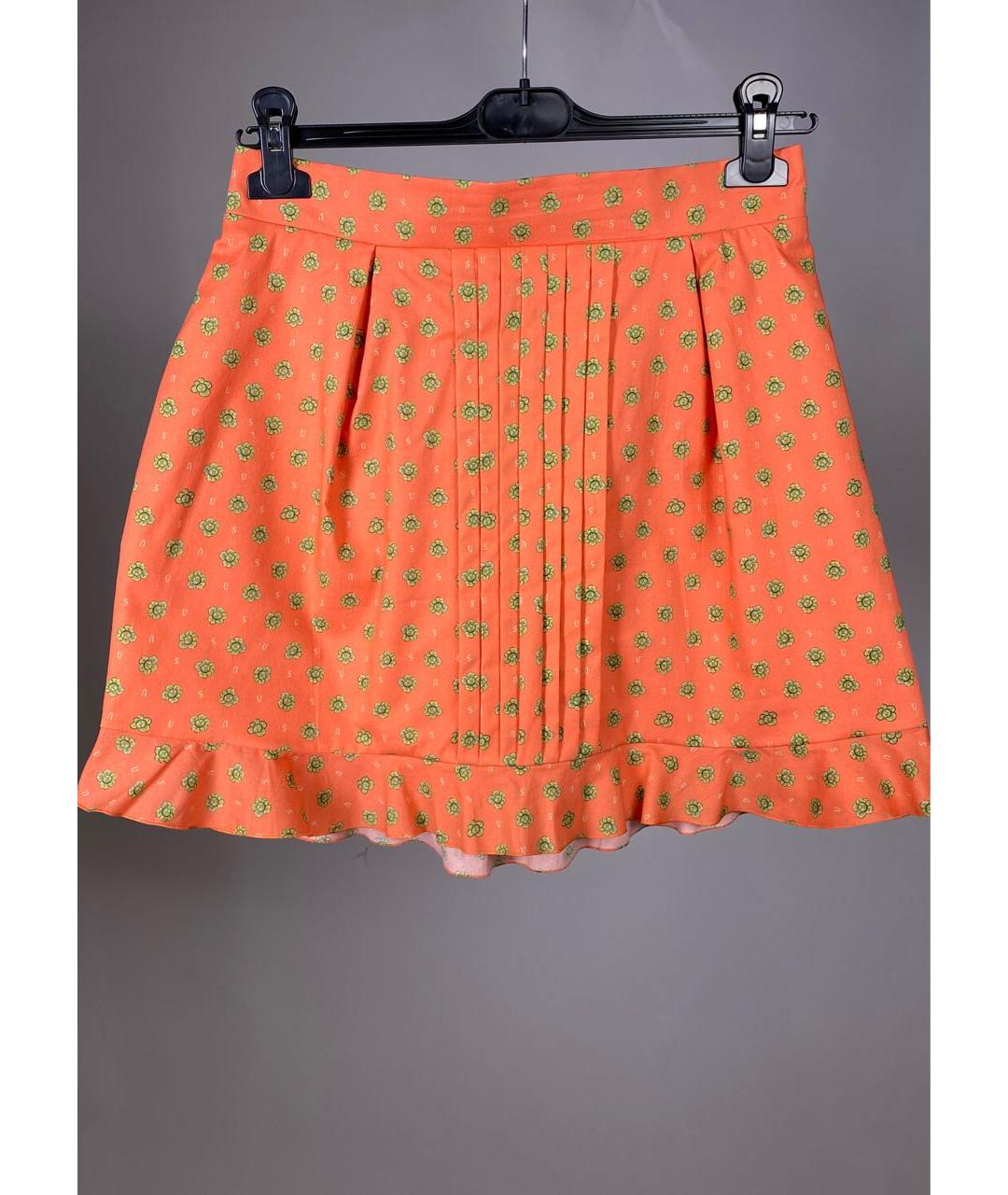 ULYANA SERGEENKO Оранжевая хлопковая юбка мини, фото 8