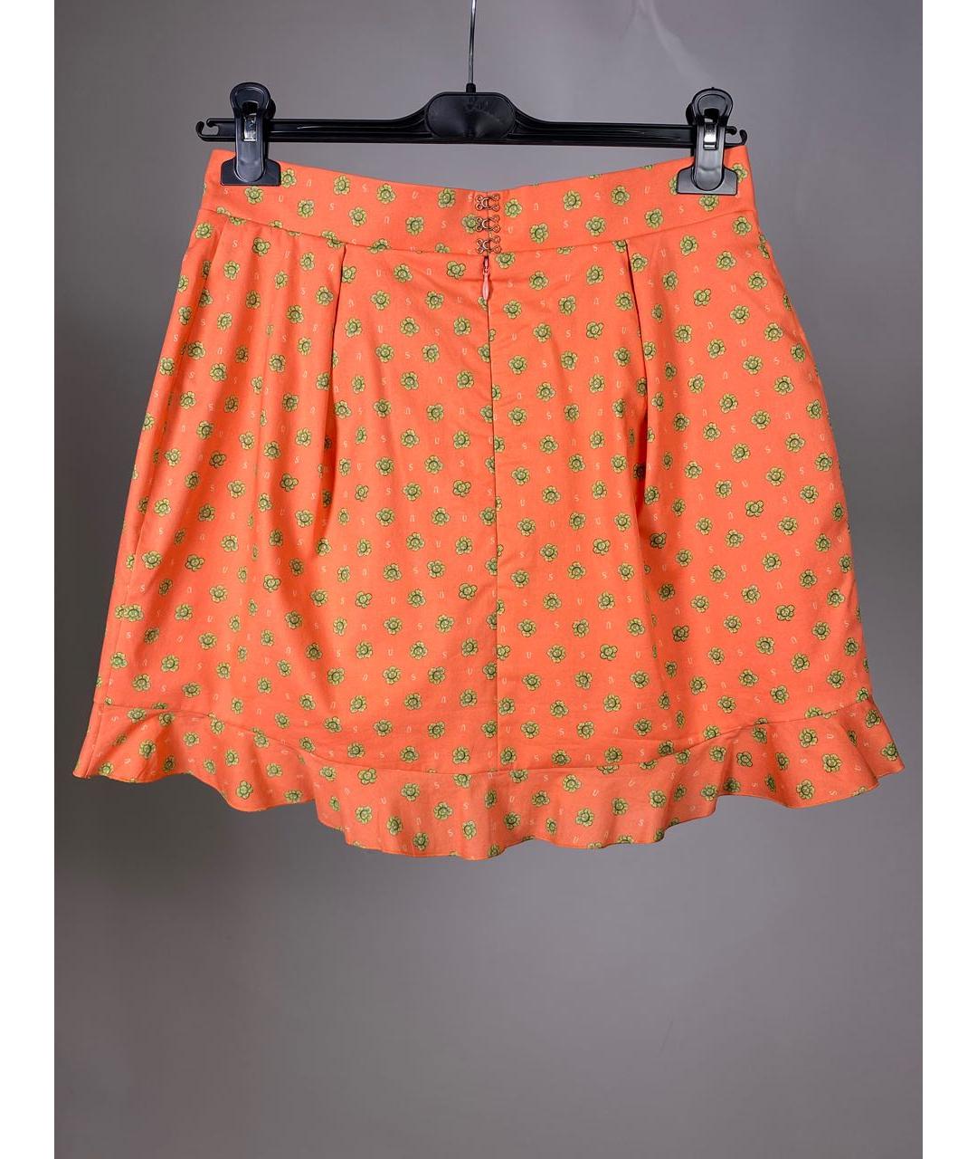 ULYANA SERGEENKO Оранжевая хлопковая юбка мини, фото 2