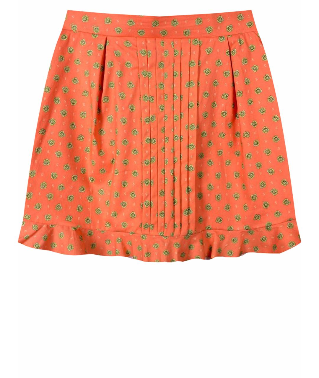 ULYANA SERGEENKO Оранжевая хлопковая юбка мини, фото 1