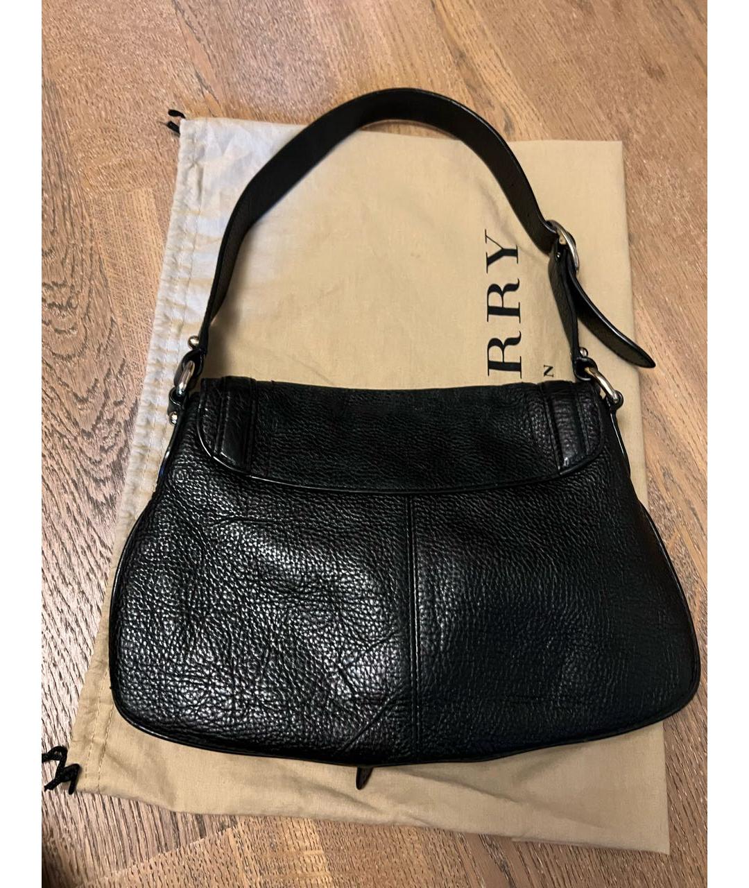 BURBERRY Черная кожаная сумка с короткими ручками, фото 2
