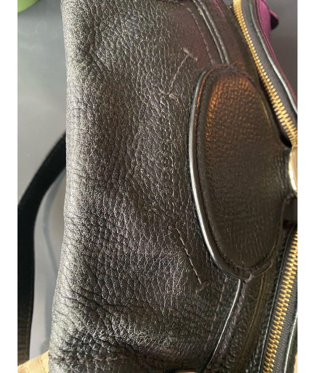 BURBERRY Черная кожаная сумка с короткими ручками, фото 5