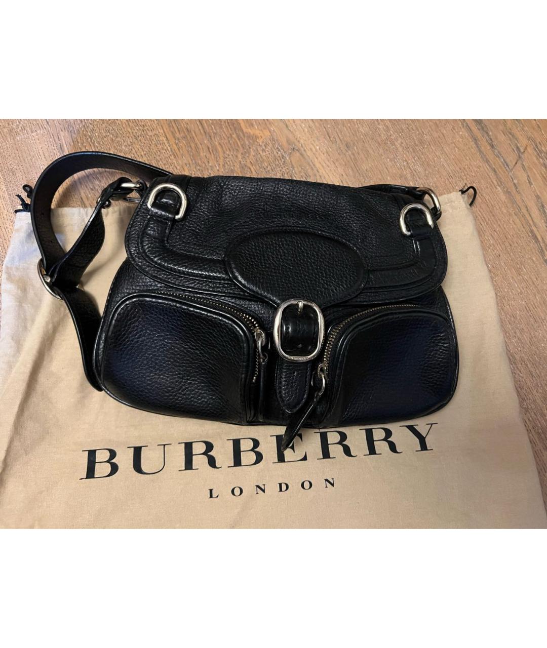 BURBERRY Черная кожаная сумка с короткими ручками, фото 3
