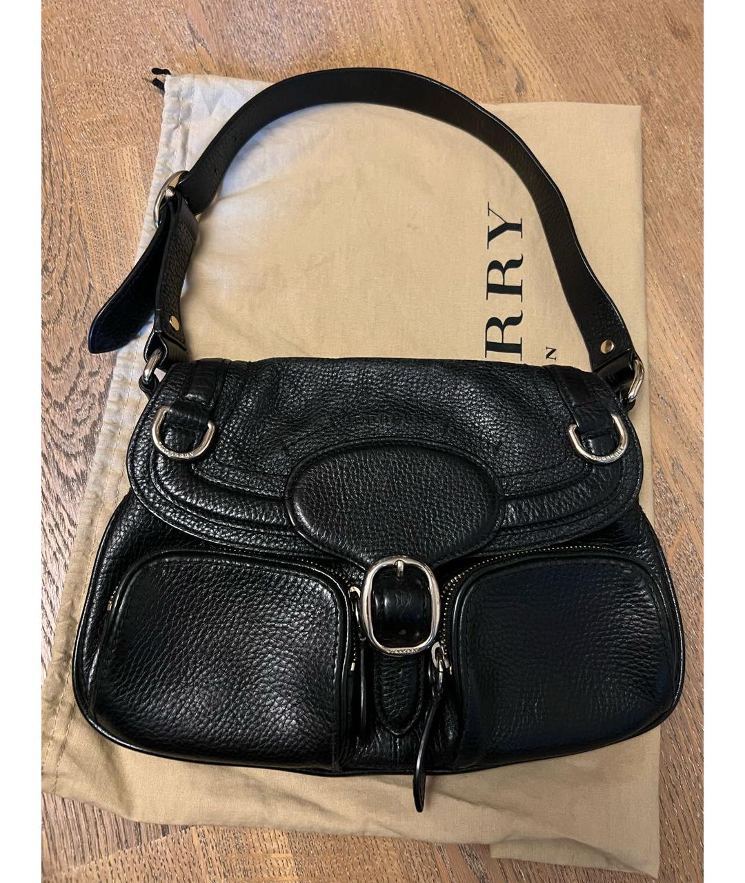 BURBERRY Черная кожаная сумка с короткими ручками, фото 6