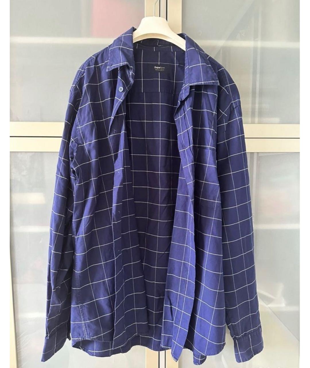 ZEGNA SPORT Темно-синяя хлопковая классическая рубашка, фото 4