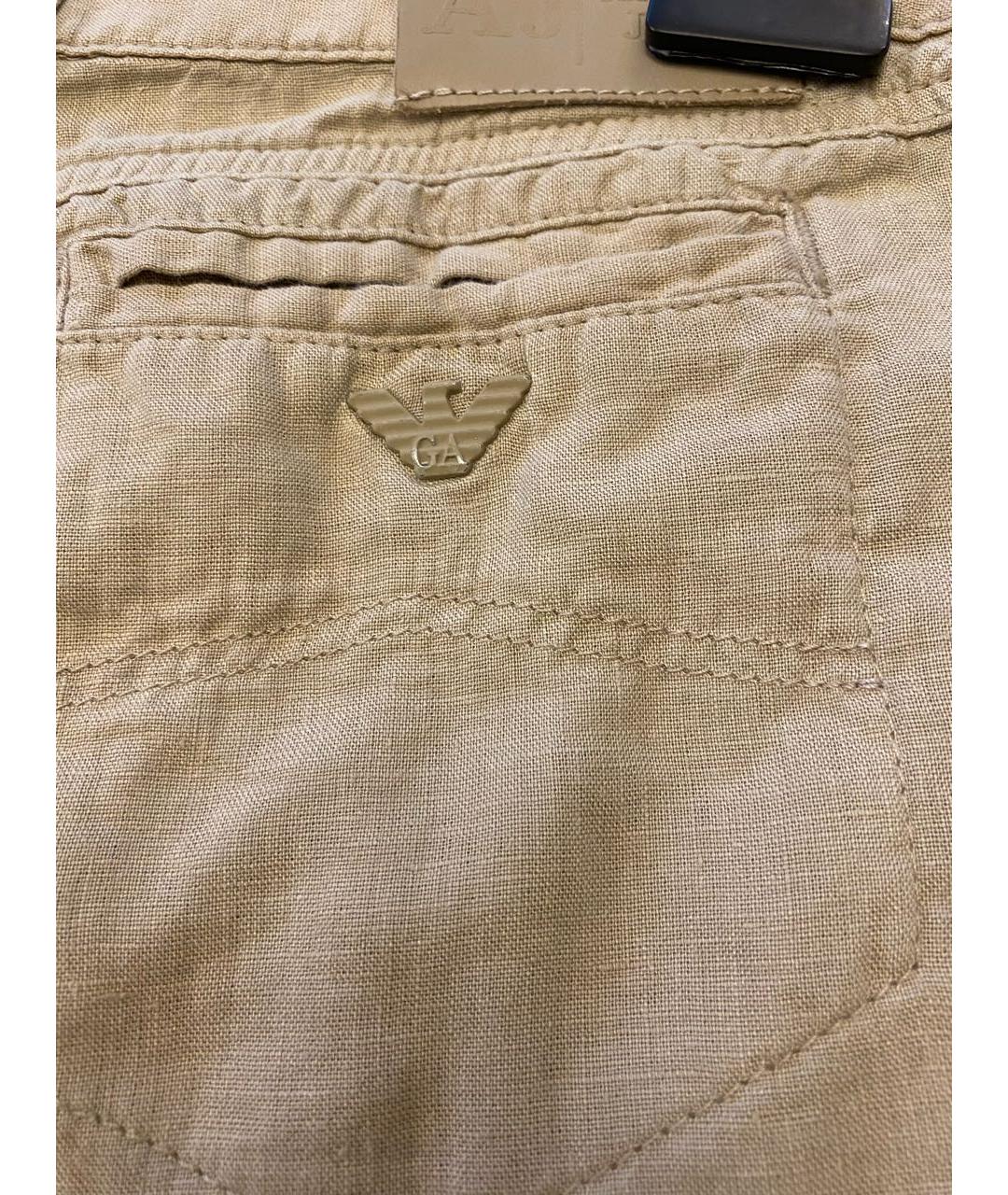 ARMANI JEANS Бежевые льняные брюки широкие, фото 7