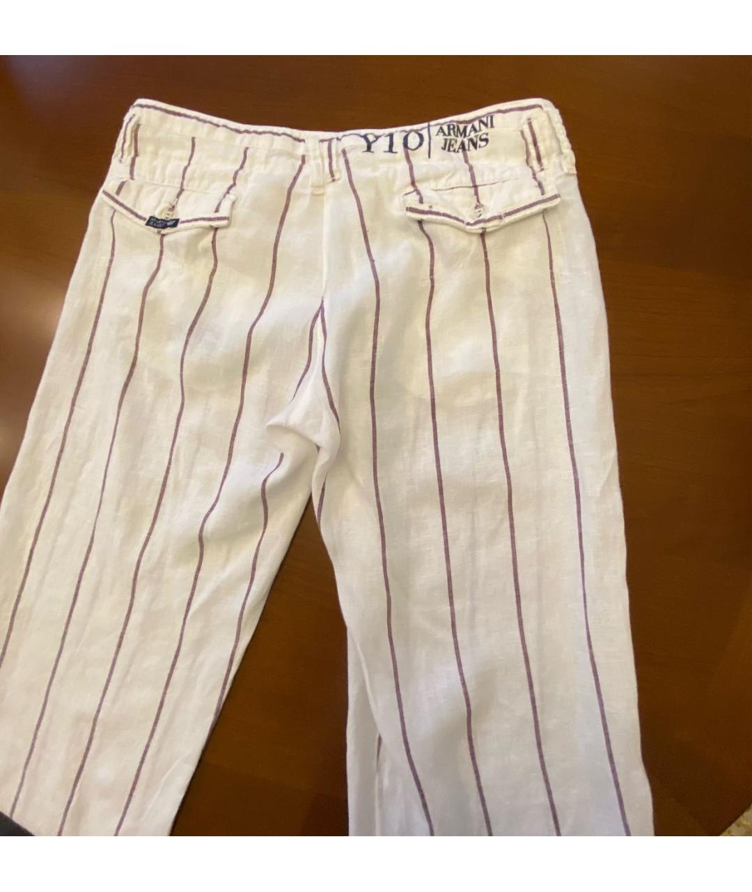 ARMANI JEANS Белые льняные брюки широкие, фото 3