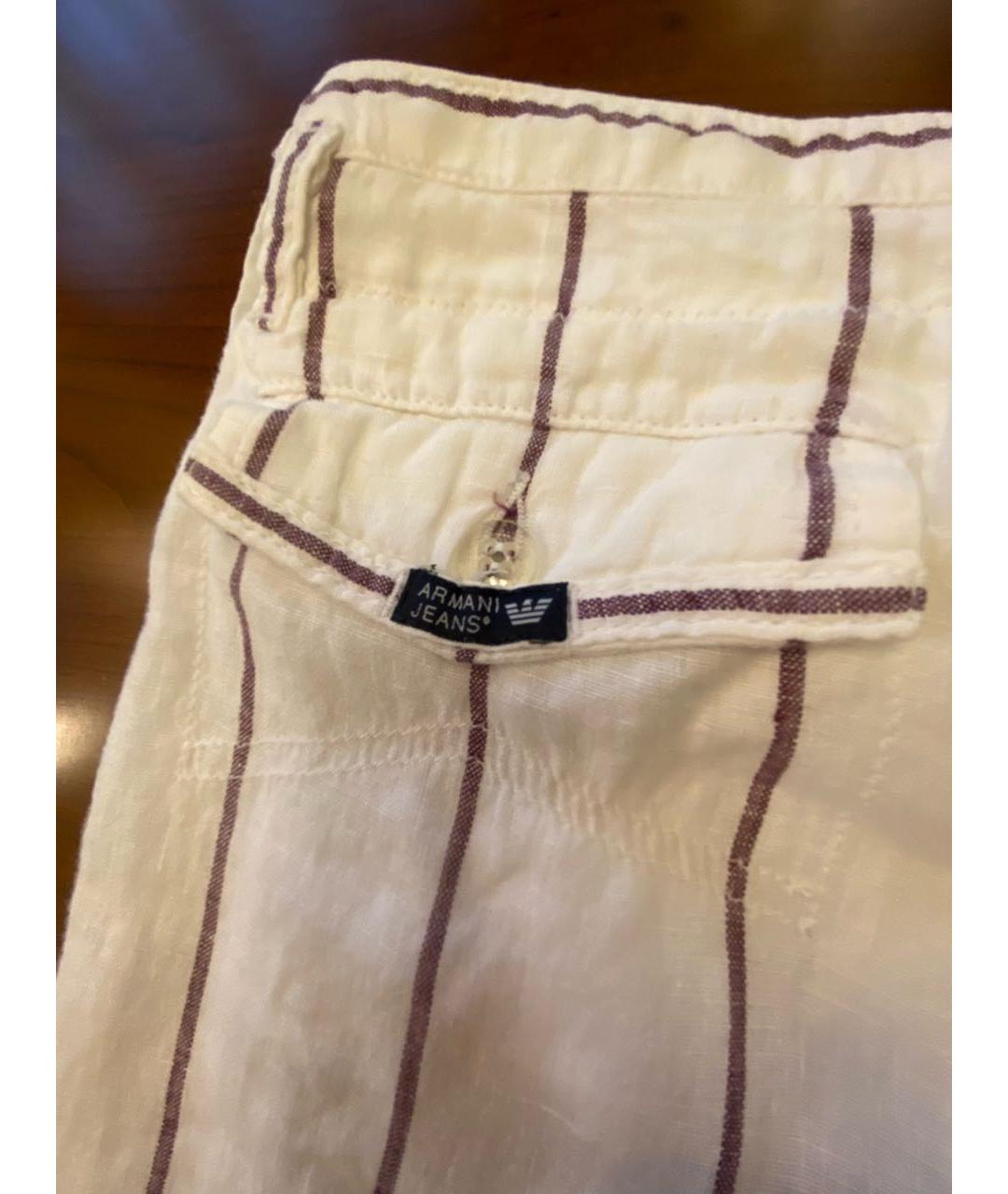 ARMANI JEANS Белые льняные брюки широкие, фото 8