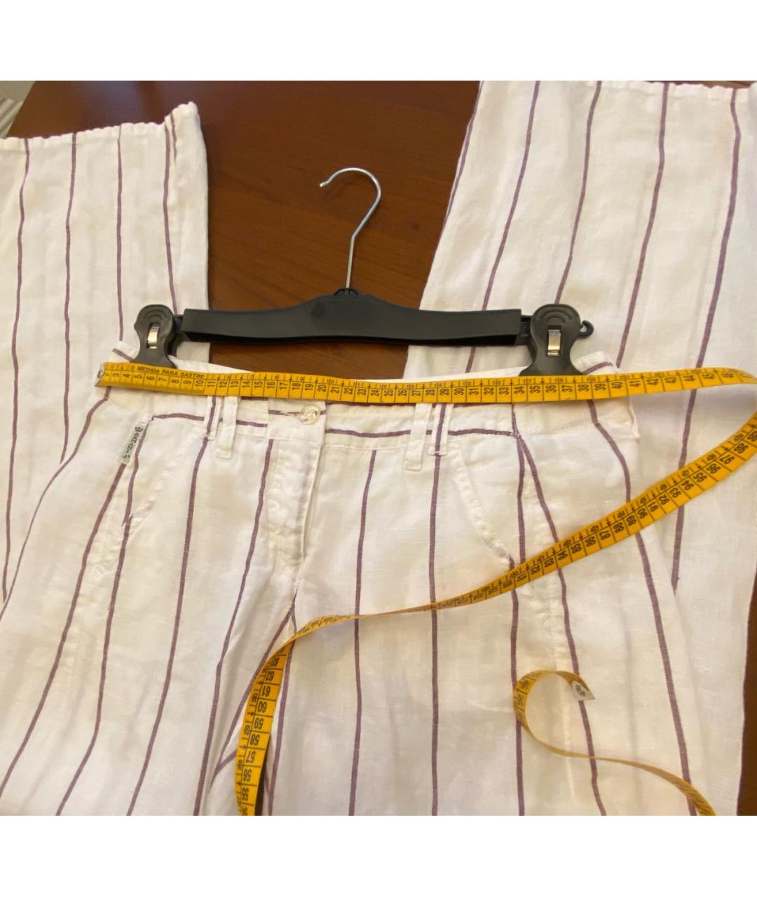 ARMANI JEANS Белые льняные брюки широкие, фото 7