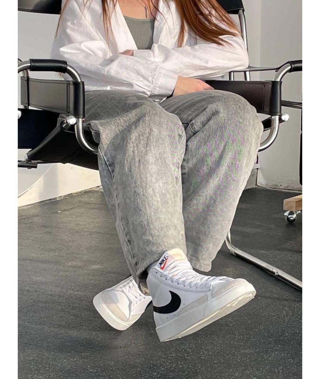 NIKE Белые кожаные высокие кроссовки / кеды, фото 5