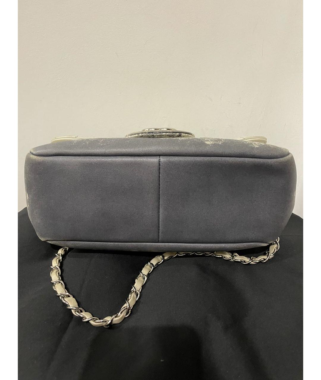 CHANEL PRE-OWNED Серая кожаная сумка через плечо, фото 7