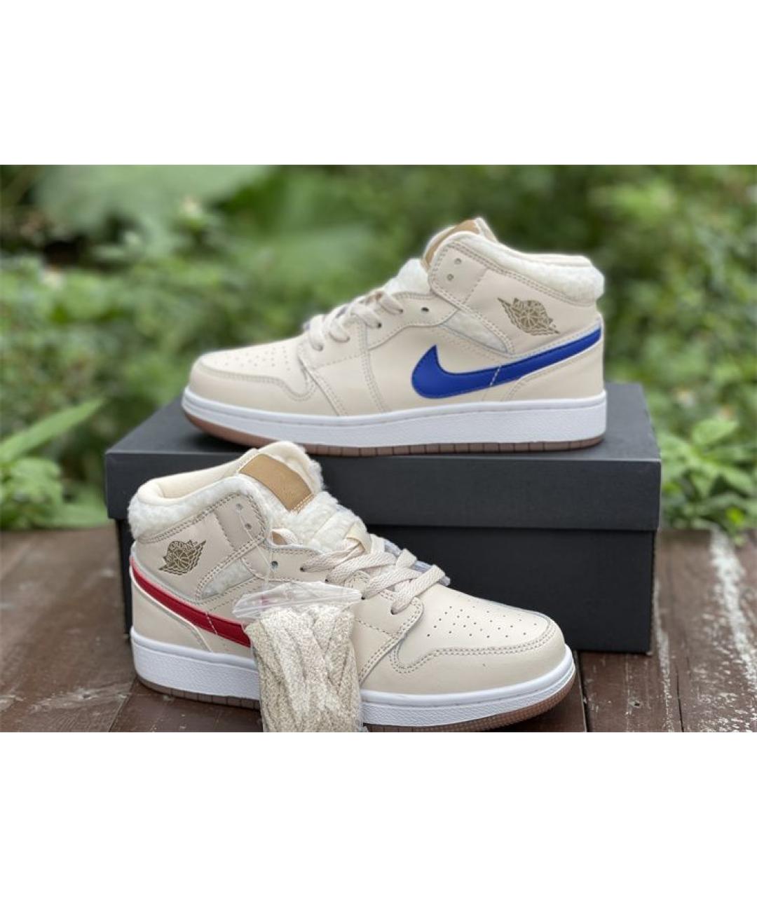 JORDAN Бежевые кожаные кеды, фото 3