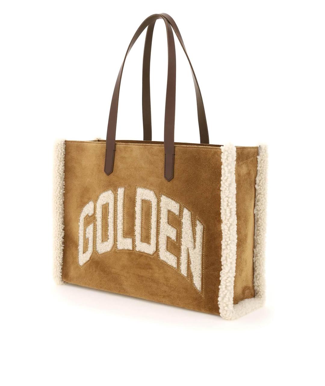 GOLDEN GOOSE DELUXE BRAND Бежевая кожаная сумка тоут, фото 4