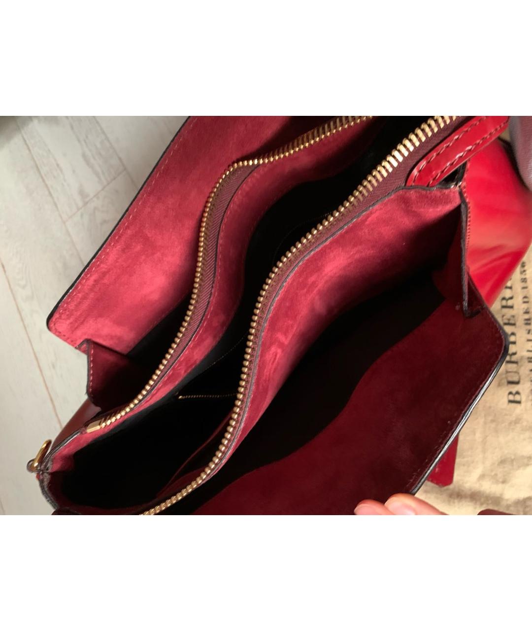 BURBERRY Бордовая кожаная сумка с короткими ручками, фото 4