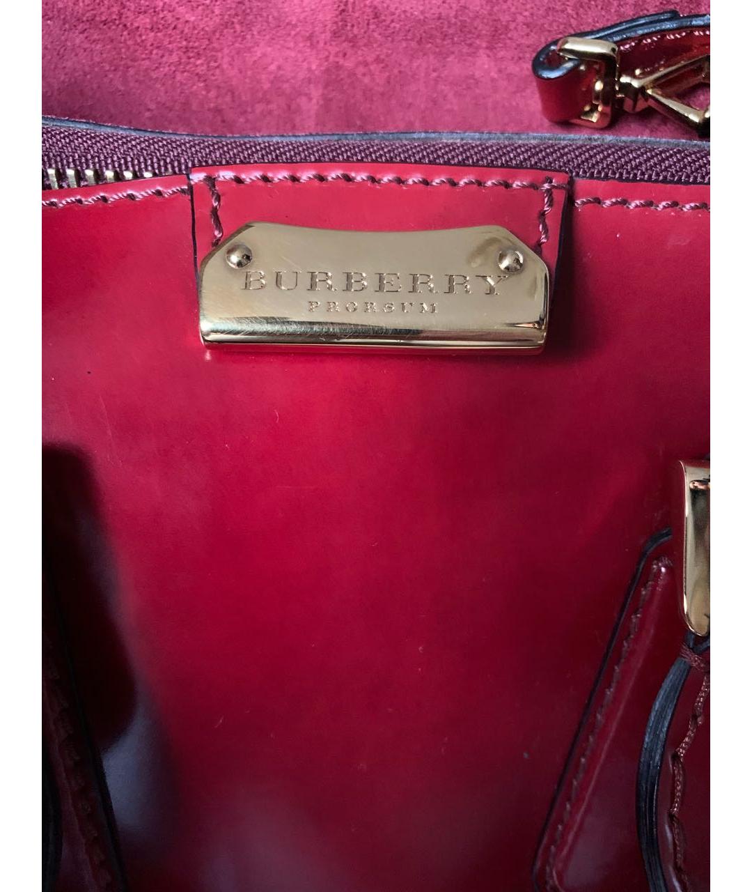 BURBERRY Бордовая кожаная сумка с короткими ручками, фото 8