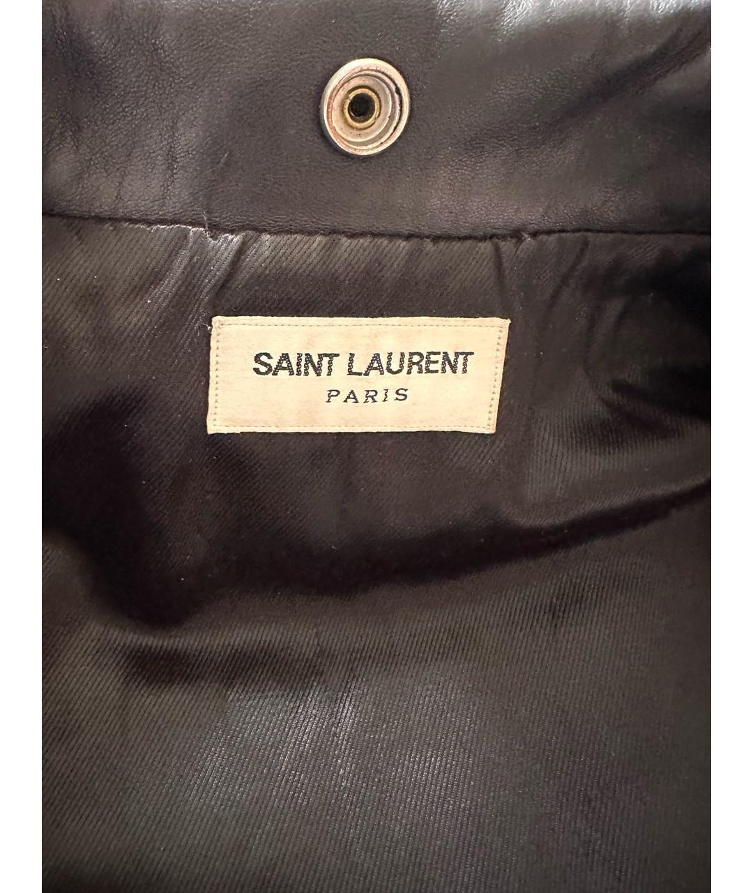 SAINT LAURENT Темно-синяя кожаная куртка, фото 3