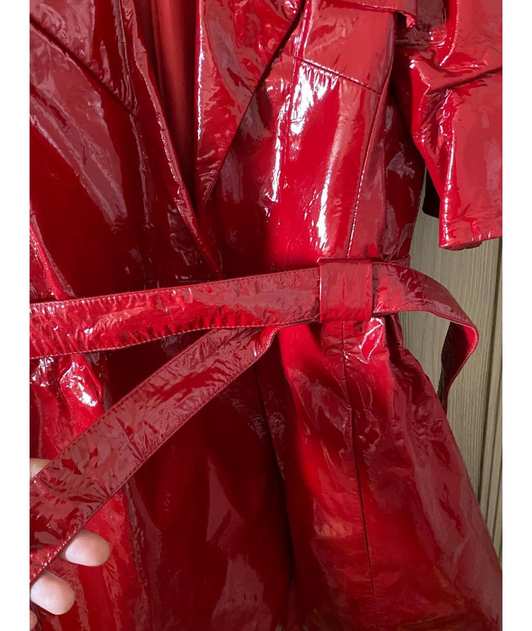 MARTIN GRANT Красный кожаный тренч/плащ, фото 4