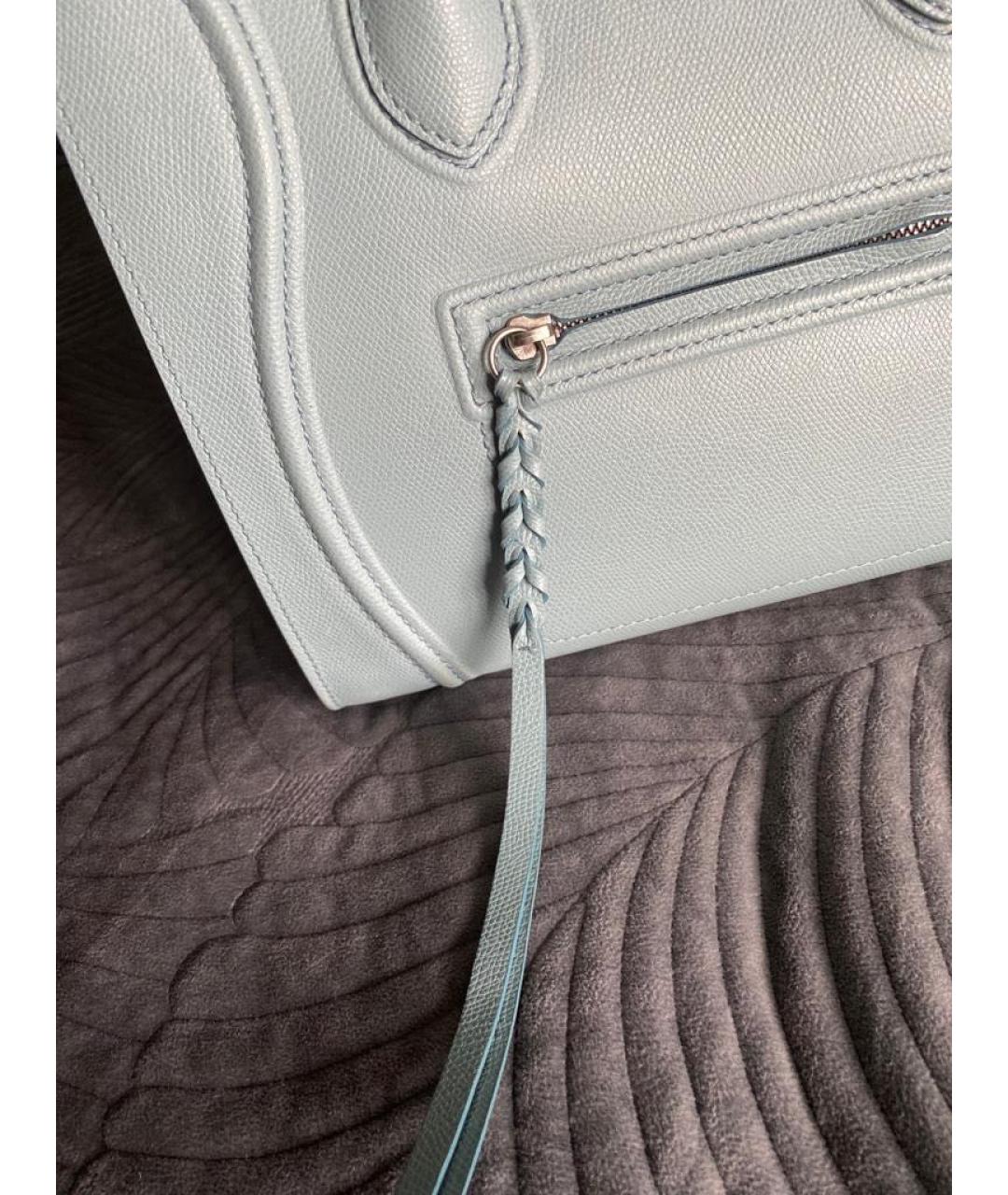 CELINE PRE-OWNED Голубая кожаная сумка с короткими ручками, фото 7
