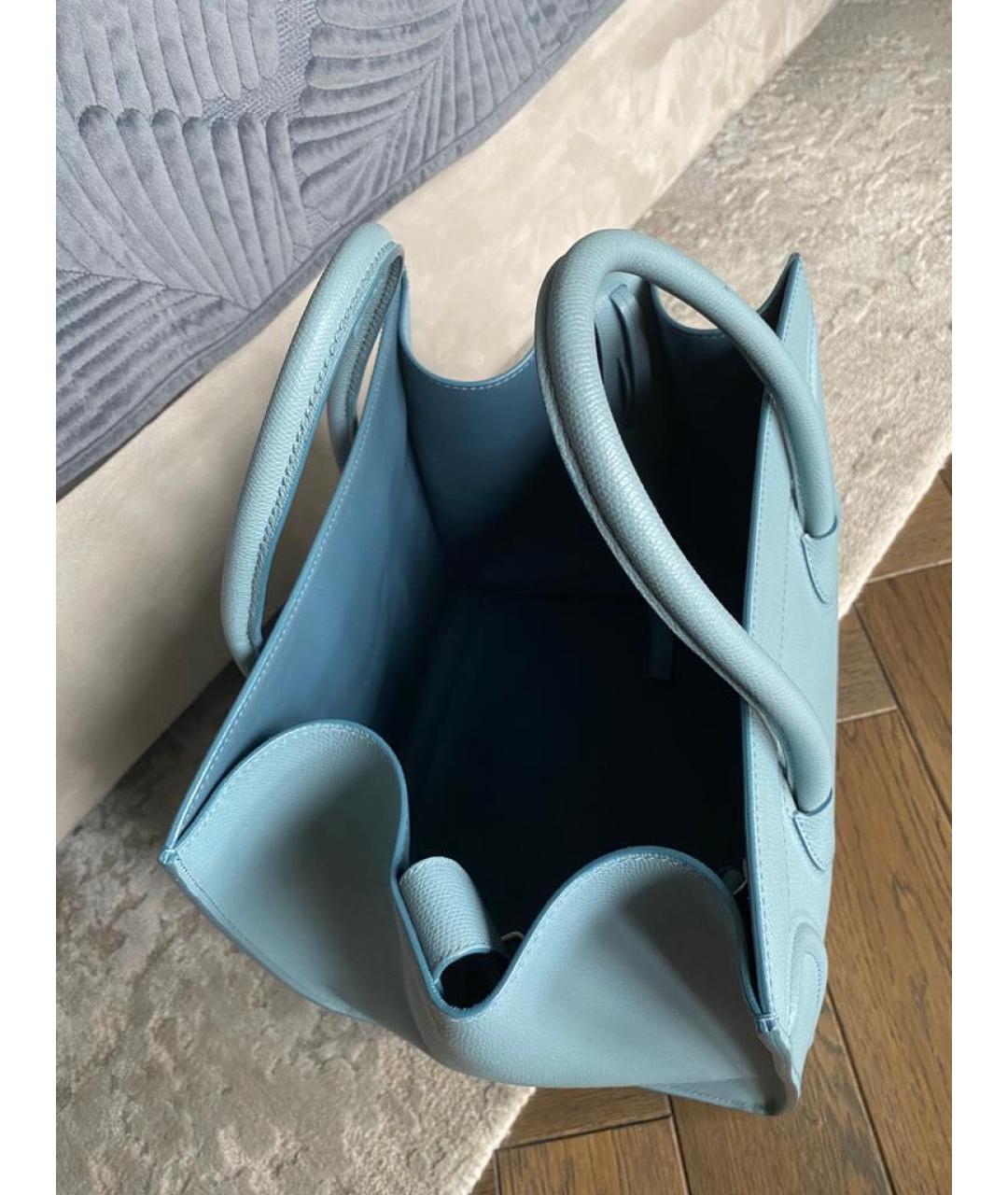 CELINE PRE-OWNED Голубая кожаная сумка с короткими ручками, фото 4